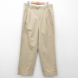W33★古着 ラルフローレン Ralph Lauren ブランド チノ パンツ チノパン メンズ 90年代 90s コットン ベージュ カーキ 25jun05 中古 ボトムス ロング