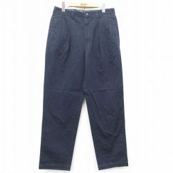 W33★古着 ラルフローレン Ralph Lauren ブランド チノ パンツ チノパン メンズ 90年代 90s コットン 濃紺 ネイビー 25jun05 中古 ボトムス ロング