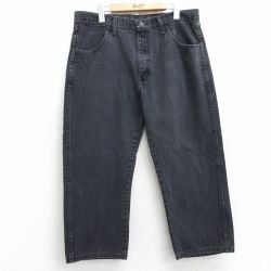 W36★古着 ラスラー ジーンズ メンズ コットン 黒 ブラック デニム 25jun09 中古 ボトムス ジーパン Gパン ロング パンツ