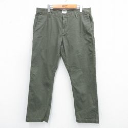 W36★古着 ドッカーズ パンツ メンズ ワンポイントロゴ 濃緑系 グリーン 25jun12 中古 ボトムス ロング
