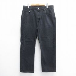 W36★古着 ジーンズ メンズ コットン 黒 ブラック デニム 25jun16 中古 ボトムス ジーパン Gパン ロング パンツ