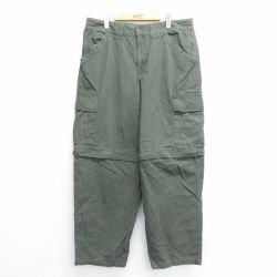 【20%OFF】W37★古着 FADED GLORY デタッチャブル カーゴ パンツ メンズ コットン 緑 グリーン 【spe】 25jun16 中古 ボトムス ロング