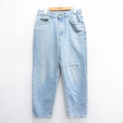 W32★古着 リー Lee ジーンズ メンズ 90年代 90s テーパード コットン USA製 紺 ネイビー デニム 25jun16 中古 ボトムス ジーパン Gパン ロング パンツ