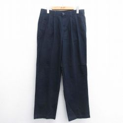 W32★古着 ドッカーズ パンツ メンズ コットン 紺 ネイビー 25jun16 中古 ボトムス ロング