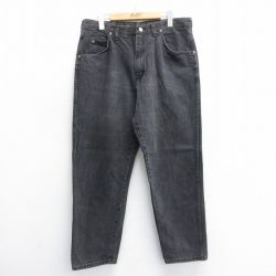 W36★古着 ラングラー Wrangler ジーンズ メンズ 90年代 90s コットン USA製 黒 ブラック デニム 【spe】 25jun16 中古 ボトムス ジーパン Gパン ロング パンツ