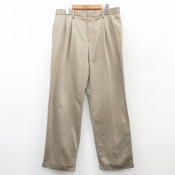 W33★古着 ドッカーズ スラックス パンツ メンズ ワンポイントロゴ コットン ベージュ カーキ 25jun16 中古 ボトムス ロング