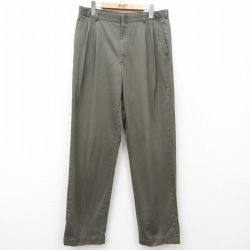 【50%OFF】W34★古着 ランズエンド スラックス パンツ メンズ 00年代 00s 濃緑 グリーン 25jun16 中古 ボトムス ロング
