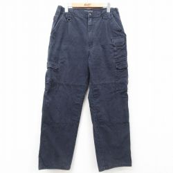W33★古着 5.11タクティカル カーゴ パンツ メンズ ダブルニー ダック地 コットン 紺 ネイビー 25jun16 中古 ボトムス ロング