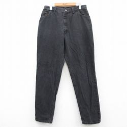 W32★古着 ラングラー Wrangler ジーンズ レディース テーパード 黒 ブラック デニム 25jun16 中古 メンズ ボトムス ジーパン Gパン ロング パンツ