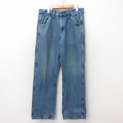 W34★古着 ペインター パンツ メンズ コットン 紺 ネイビー デニム 25jun16 中古 ボトムス ロング