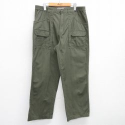 W37★古着 ブッシュ パンツ メンズ コットン 濃緑 グリーン 25jun18 中古 ボトムス ロング