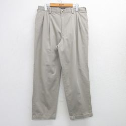 W34★古着 IZOD パンツ メンズ コットン 薄ベージュ カーキ 25jun19 中古 ボトムス ロング