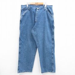 W36★古着 ラングラー Wrangler ペインター パンツ メンズ コットン 紺 ネイビー デニム 【spe】 25jun21 中古 ボトムス ロング