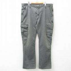 W40★古着 ディッキーズ Dickies カーゴ パンツ メンズ ダック地 濃緑 グリーン 25jun21 中古 ボトムス ロング