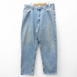 W36★古着 カルバンクライン Calvin Klein ジーンズ メンズ ヒゲ テーパード コットン 紺 ネイビー デニム 25jun21 中古 ボトムス ジーパン Gパン ロング パンツ