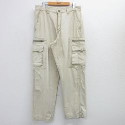 【50%OFF】W33★古着 オールドネイビー OLD NAVY カーゴ パンツ メンズ ダック地 コットン 薄ベージュ カーキ 25jun23 中古 ボトムス ロング