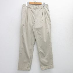 W33★古着 トミーヒルフィガー TOMMY HILFIGER ブランド パンツ メンズ 90年代 90s ワンポイントロゴ コットン 薄ベージュ カーキ 25jun23 中古 ボトムス ロング