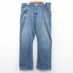W39★古着 ラングラー Wrangler ジーンズ メンズ ヒゲ 大きいサイズ 紺 ネイビー デニム 25jun23 中古 ボトムス ジーパン Gパン ロング パンツ