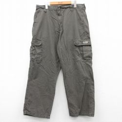 W36★古着 ラングラー Wrangler カーゴ パンツ メンズ リップストップ ダック地 コットン こげ茶系 ブラウン 25jun23 中古 ボトムス ロング