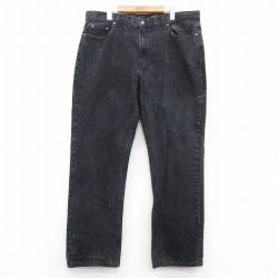 【20%OFF】W40★古着 ジーンズ メンズ 大きいサイズ コットン 黒 ブラック デニム 25jun24 中古 ボトムス ジーパン Gパン ロング パンツ