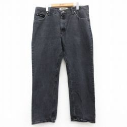 W39★古着 ラングラー Wrangler ジーンズ メンズ コットン 黒 ブラック デニム 25jun24 中古 ボトムス ジーパン Gパン ロング パンツ