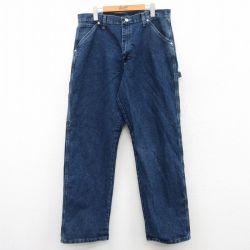W36★古着 ラングラー Wrangler ペインター パンツ メンズ 紺 ネイビー デニム 25jun24 中古 ボトムス ロング
