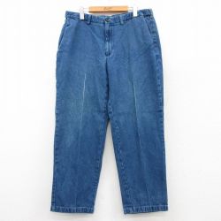 W36★古着 ジーンズ メンズ コットン 紺 ネイビー デニム 25jun24 中古 ボトムス ジーパン Gパン ロング パンツ
