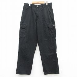 W36★古着 ラングラー Wrangler カーゴ パンツ メンズ 大きいサイズ コットン 黒 ブラック 25jun24 中古 ボトムス ロング
