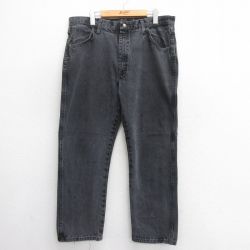 W38★古着 ラスラー ジーンズ メンズ コットン 黒 ブラック デニム 25jun24 中古 ボトムス ジーパン Gパン ロング パンツ