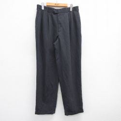 W33★古着 スラックス パンツ メンズ レーヨン 濃グレー 25jun25 中古 ボトムス ロング