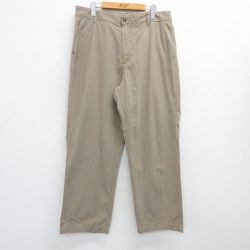 【50%OFF】W35★古着 セントジョンズベイ パンツ メンズ コットン ベージュ他 カーキ ストライプ 25jun26 中古 ボトムス ロング