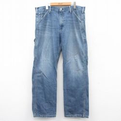 W37★古着 リーバイス Levis ペインター パンツ メンズ ヒゲ コットン 紺 ネイビー デニム 25jun26 中古 ボトムス ロング
