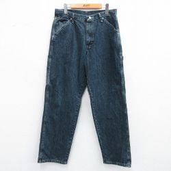 W32★古着 ラングラー Wrangler ペインター パンツ メンズ コットン 濃紺 ネイビー デニム 25jun26 中古 ボトムス ロング