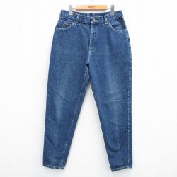 W32★古着 ジーンズ メンズ テーパード 紺 ネイビー デニム 25jun26 中古 ボトムス ジーパン Gパン ロング パンツ