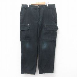 W37★古着 DULUTH TRADING カーゴ パンツ メンズ ダック地 黒 ブラック 25jun27 中古 ボトムス ロング