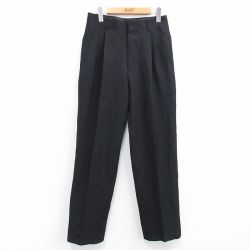 W30★古着 スラックス パンツ メンズ 黒 ブラック 25jun28 中古 ボトムス ロング
