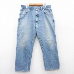 W34★古着 ラングラー Wrangler ジーンズ メンズ 00年代 00s ヒゲ 紺 ネイビー デニム 25jun28 中古 ボトムス ジーパン Gパン ロング パンツ