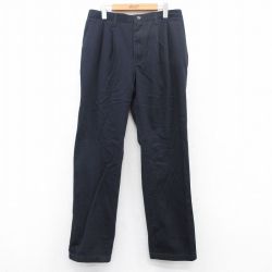 W33★古着 ラングラー Wrangler パンツ メンズ コットン 紺 ネイビー 25jun28 中古 ボトムス ロング