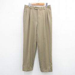 【50%OFF】W32★古着 パンツ メンズ 90年代 90s ウール 濃ベージュ カーキ 25jul03 中古 ボトムス ロング