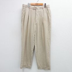 W36★古着 パンツ メンズ 00年代 00s リネン ベージュ カーキ 25jul03 中古 ボトムス ロング