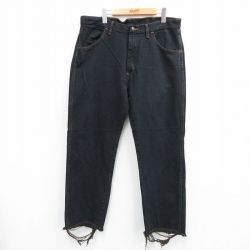 W37★古着 ラスラー ジーンズ メンズ コットン 黒 ブラック 25jul05 中古 ボトムス ジーパン Gパン ロング パンツ