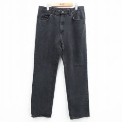 W35★古着 リー Lee ジーンズ メンズ コットン 黒 ブラック デニム 25jul04 中古 ボトムス ジーパン Gパン ロング パンツ