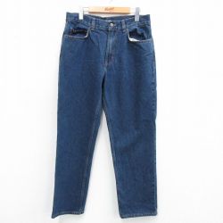 【50%OFF】W33★古着 ジーンズ メンズ コットン 紺 ネイビー デニム 25jul04 中古 ボトムス ジーパン Gパン ロング パンツ