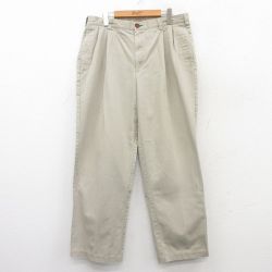 W35★古着 トミーヒルフィガー TOMMY HILFIGER ブランド パンツ メンズ ベージュ カーキ 25jul04 中古 ボトムス ロング