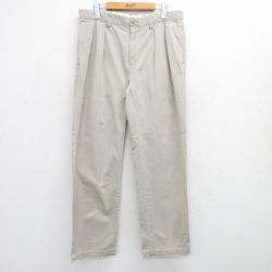 W34★古着 ラルフローレン Ralph Lauren ブランド パンツ メンズ コットン 薄ベージュ カーキ 25jul07 中古 ボトムス ロング