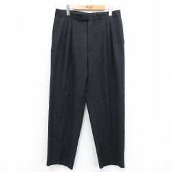 W33★古着 スラックス パンツ メンズ 90年代 90s 黒 ブラック 25jul07 中古 ボトムス ロング