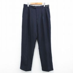 【20%OFF】W36★古着 スラックス パンツ メンズ 紺 ネイビー 25jul07 中古 ボトムス ロング