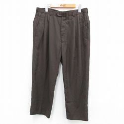 W35★古着 HAGGAR スラックス パンツ メンズ 濃茶系 ブラウン チェック 25jul07 中古 ボトムス ロング