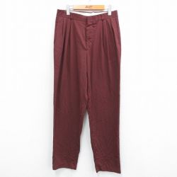 W32★古着 スラックス パンツ メンズ 90年代 90s エンジ 25jul07 中古 ボトムス ロング