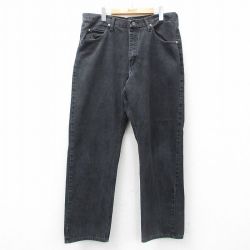 【20%OFF】W36★古着 ラングラー Wrangler ジーンズ メンズ コットン 黒 ブラック デニム 25jul07 中古 ボトムス ジーパン Gパン ロング パンツ